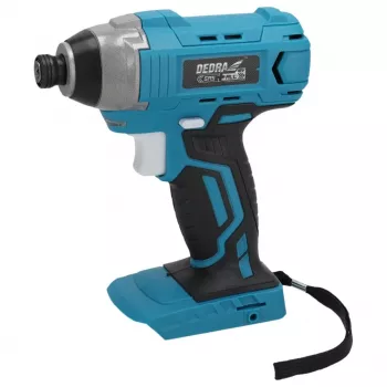 DEDRA DED7045 Atornillador de impacto a batería sin escobillas 18V con 170 Nm de par máximo, porta puntas hexagonal de 1/4 de pulgada, control electrónico de 3 velocidades, luz LED, clip de cinturón y empuñadura softgrip – Solo herramienta