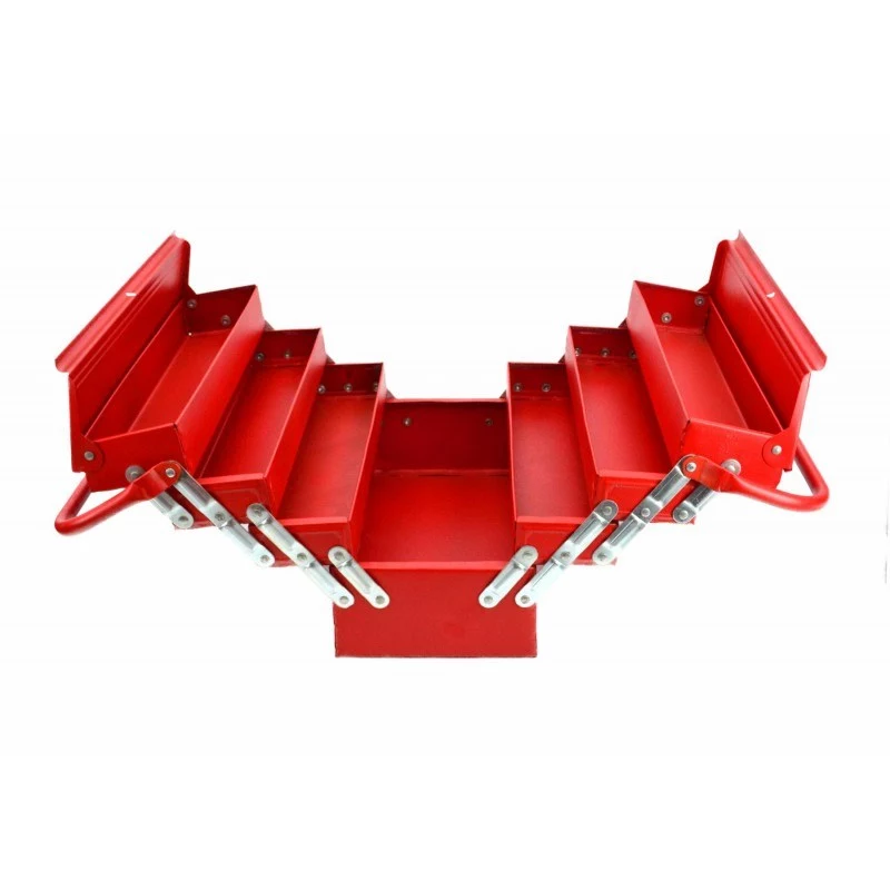 AWTOOLS AW30988 Maletín de herramientas con 18 compartimentos, tapa transparente, organizador apilable para piezas pequeñas y herramientas, negro/rojo