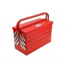 AWTOOLS AW30988 Maletín de herramientas con 18 compartimentos, tapa transparente, organizador apilable para piezas pequeñas y herramientas, negro/rojo