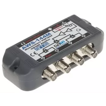 Amplificador de antena AWS-144M 20dB ganancia 47-862MHz F-Type
