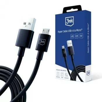 3mk Hyper Cable USB-A a Micro-USB 1,2m 5V 2,4A Negro