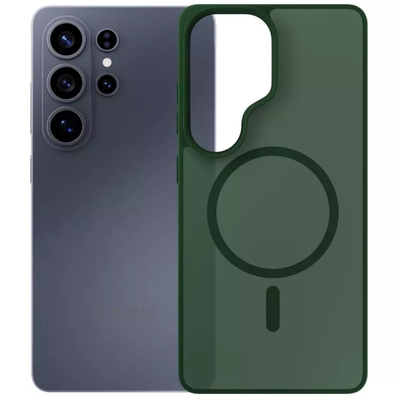 3MK Smoke MagCase para Samsung Galaxy S26 Ultra - Funda trasera MagSafe translúcida verde con amortiguación de impactos