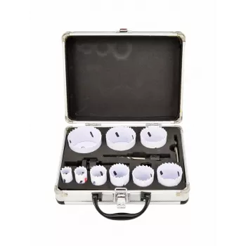 AWTOOLS Set de sierras de corona bimetálicas 19-64 mm, 13 piezas, Black Line, maletín metálico