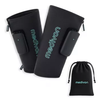 MEDIVON FlowGo Duo Masajeador de piernas por presión de aire con calor, 6 modos, 3 intensidades, recargable