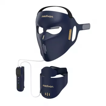 Medivon Mascarilla facial de luz LED Lumi 3D Pro - Mascarilla de terapia LED de 7 colores con 192 LEDs, recargable, intensidad y temporizador ajustables