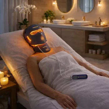 Medivon Mascarilla facial de luz LED Lumi 3D Pro - Mascarilla de terapia LED de 7 colores con 192 LEDs, recargable, intensidad y temporizador ajustables