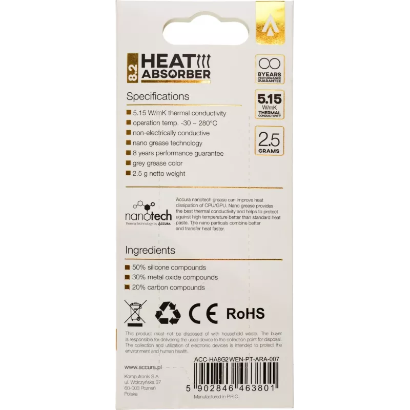 Accura Heat Absorber 8.2 Gris 2 g Pasta térmica