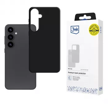 Funda trasera 3mk Matt Case para Samsung Galaxy S25 – funda fina de TPU con protección contra caídas Absorber125™, superficie negra mate anti-huellas
