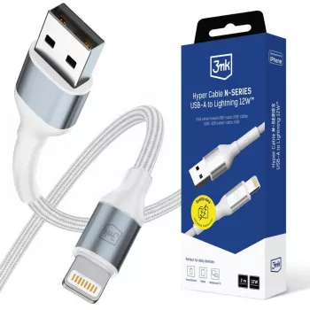 3mk Hyper Cable N-SERIES USB-A a Lightning 2m 5V/2.4A 12W Blanco