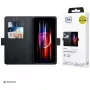 Funda cartera 3mk para Samsung Galaxy A37 - Piel sintética negra con compartimentos para tarjetas, portabilletes, cierre magnético y función de soporte