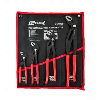 AWTOOLS set de 4 llaves ajustables (7 pulgadas, 10 pulgadas, 12 pulgadas, 16 pulgadas) de acero cromo-vanadio con mangos ergonómicos