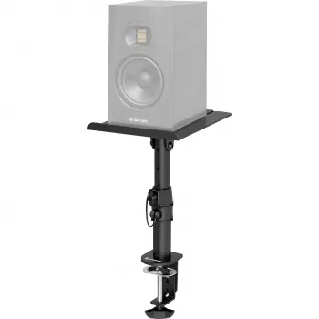 MOZOS MSK10 soporte para monitores de estudio par – soportes de altavoz de acero ajustables en altura con almohadillas de desacoplamiento, puntas de suelo y gestión de cables, 800–1300 mm, 20 kg de carga por soporte, negro