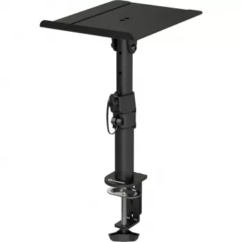 MOZOS MSK10 soporte para monitores de estudio par – soportes de altavoz de acero ajustables en altura con almohadillas de desacoplamiento, puntas de suelo y gestión de cables, 800–1300 mm, 20 kg de carga por soporte, negro
