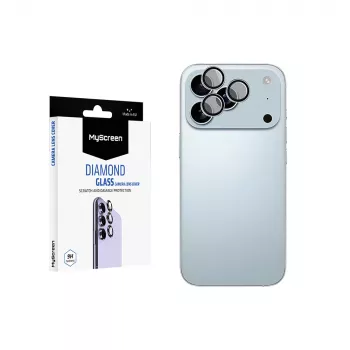 MyScreen Diamond Glass protector de lente de cámara para Apple iPhone 17 Pro Max - cristal templado 9H, anti-huellas, instalación sin burbujas, transparente