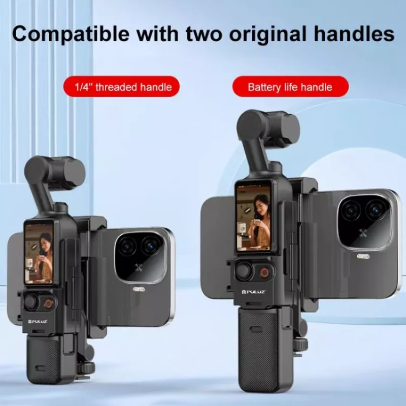 PULUZ soporte de marco de expansión para DJI Osmo Pocket 3 con rosca de 1/4 de pulgada y soporte para teléfono (PU726B)