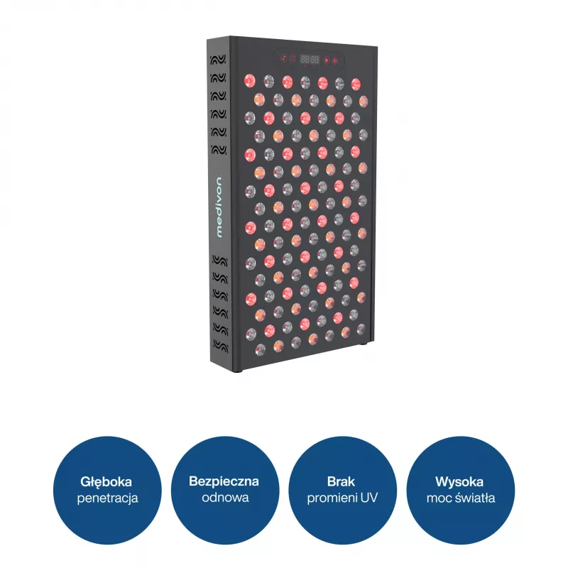 MEDIVON Lumera Plus panel de fototerapia LED para el cuerpo, luz roja e infrarroja, 224 LEDs, 630–1060 nm, negro