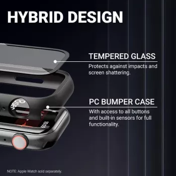 Crong Hybrid Watch Case con cristal templado para Apple Watch 40mm - Transparente