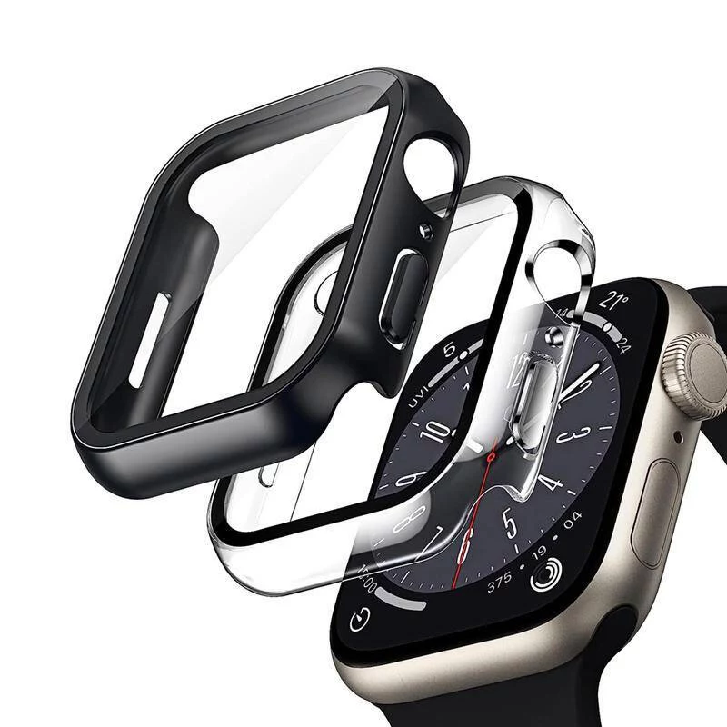CRONG Hybrid Watch Case con protector de pantalla Tempered Glass para Apple Watch 45mm - Transparente
