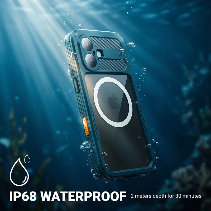 Crong Seal Cover funda impermeable IP68 para iPhone 16 Pro (negro)
