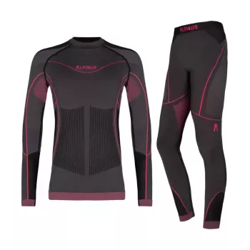 Conjunto de ropa interior térmica activa para niñas Alpinus Tactical Mora Grafito-Rosa 120-136