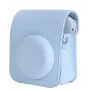 LOVEINSTANT Bolsa de cámara de piel PU azul con correa para Fujifilm Instax Mini 12