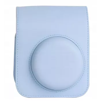 LOVEINSTANT Bolsa de cámara de piel PU azul con correa para Fujifilm Instax Mini 12