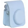 LOVEINSTANT Bolsa de cámara de piel PU azul con correa para Fujifilm Instax Mini 12