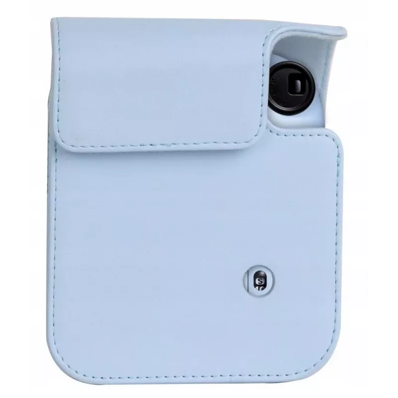 LOVEINSTANT Bolsa de cámara de piel PU azul con correa para Fujifilm Instax Mini 12
