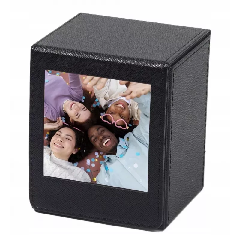 LOVEINSTANT Caja de almacenamiento de fotos para Fujifilm Instax Square - Negra con ventana, para 100 fotos