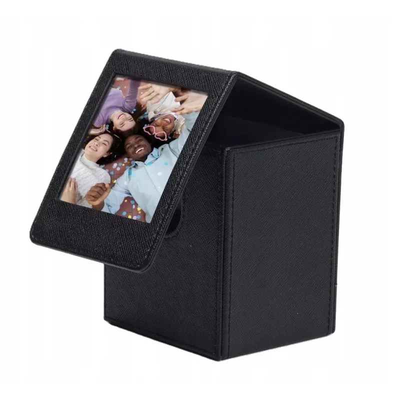LOVEINSTANT Caja de almacenamiento de fotos para Fujifilm Instax Square - Negra con ventana, para 100 fotos
