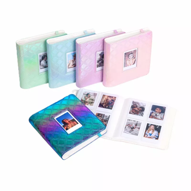 LOVEINSTANT Álbum de fotos holográfico para 288 fotos instantáneas, multicolor, piel PU, funda con ventana, compatible con Fuji Instax, Canon Ivy, Xiaomi, Polaroid, HP Sprocket, Kodak Zink