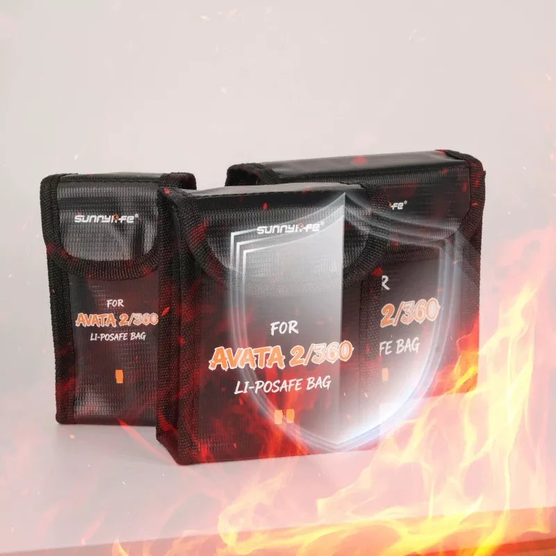 SUNNYLIFE Bolsa de almacenamiento ignífuga para 3 baterías DJI Avata 2 / Avata