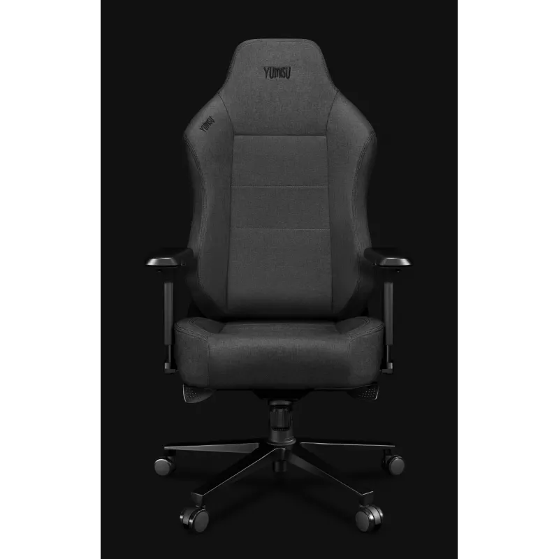 Yumisu 2054 Silla gamer de tela gris/negro, 150 kg, reposabrazos 2D, reclinable 90-150°