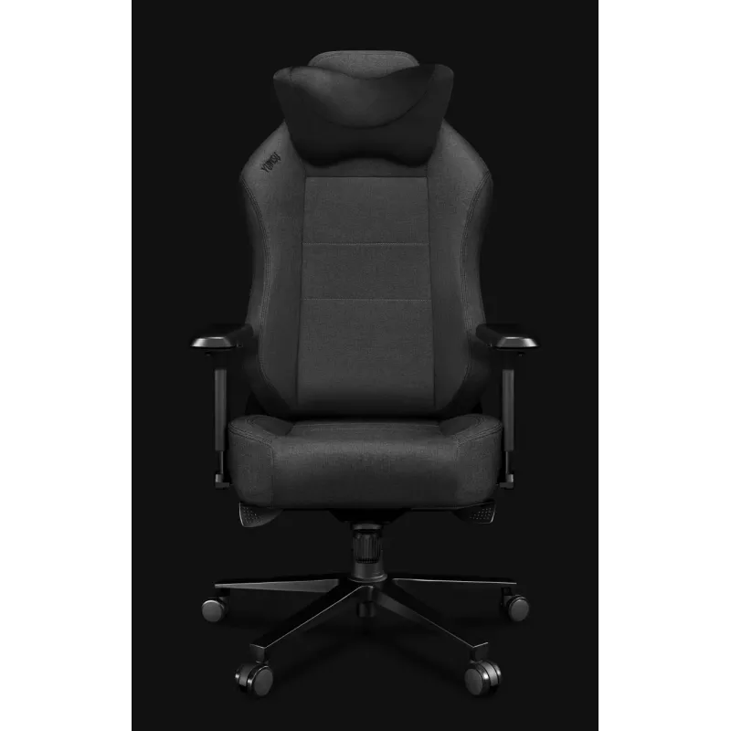 Yumisu 2054 Silla gamer de tela gris/negro, 150 kg, reposabrazos 2D, reclinable 90-150°