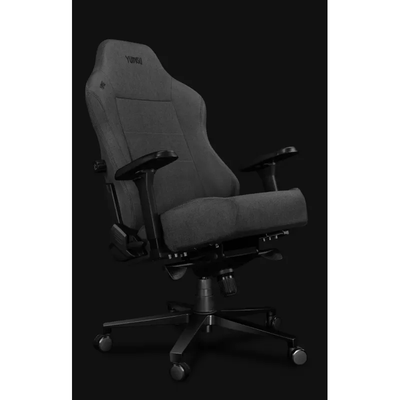 Yumisu 2054 Silla gamer de tela gris/negro, 150 kg, reposabrazos 2D, reclinable 90-150°