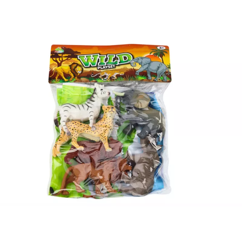 LEAN TOYS Set de 6 figuras de animales salvajes, elefante, león, rinoceronte, tigre, cebra, jirafa