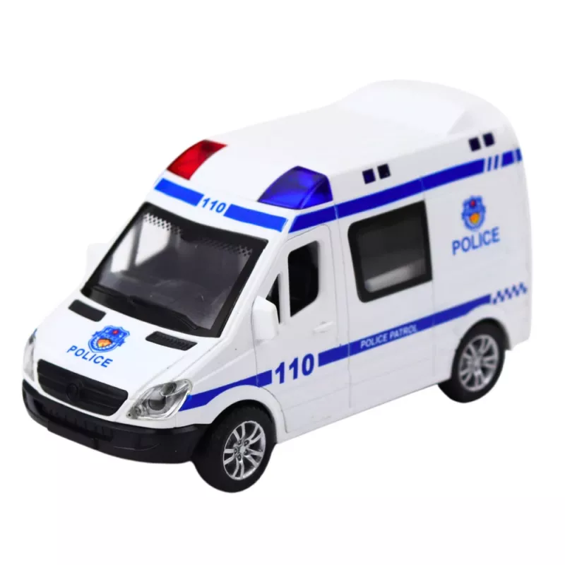 LEAN TOYS Coche de policía y ambulancia vehículos de emergencia de fricción con luz y sonido, puertas que se abren, surtido