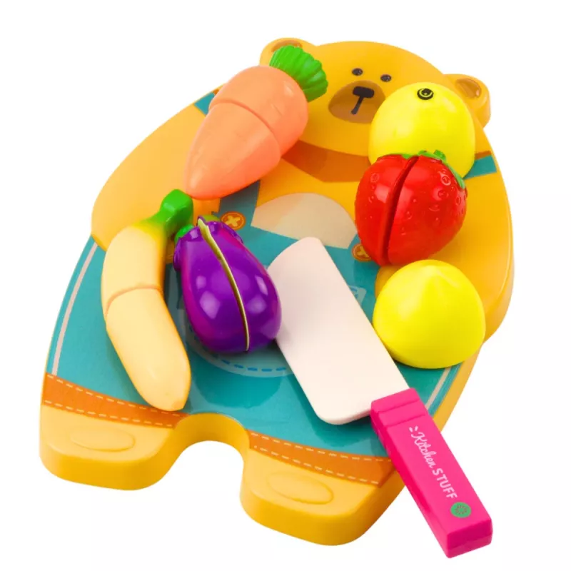 LEAN TOYS Tabla de cortar frutas y verduras con set de cuchillos juguete educativo para niños