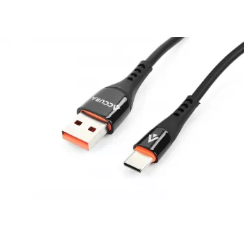 Accura Cable USB-A a USB-C 2,0m engomado 5V/2A negro