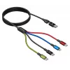 Accura cable de carga múltiple 8 en 1 USB-A/USB-C a 2x USB-C, Lightning, Micro USB, 3.0A, 1,2m, negro