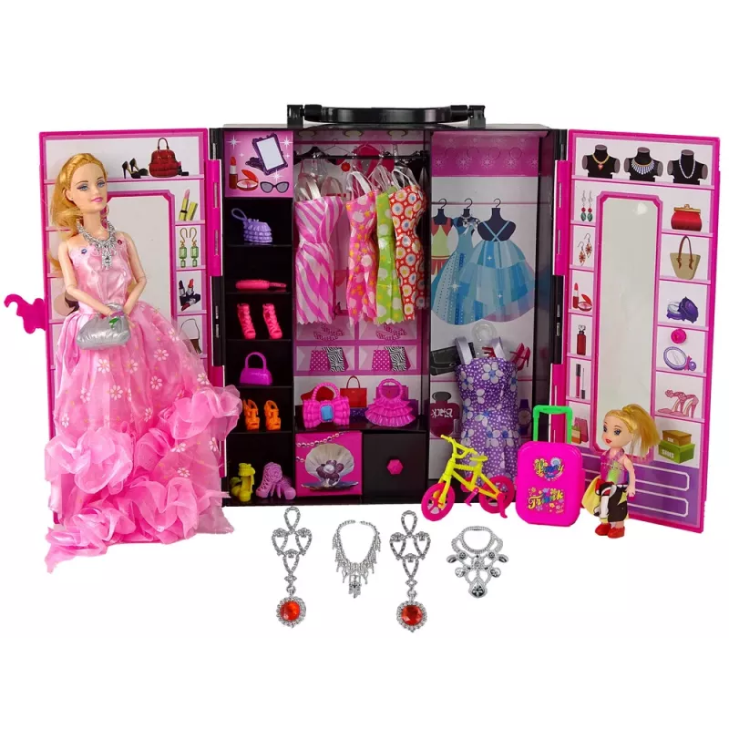 LEAN TOYS muñeca con armario vestidor para muñecas en maletín Beauty-Girl