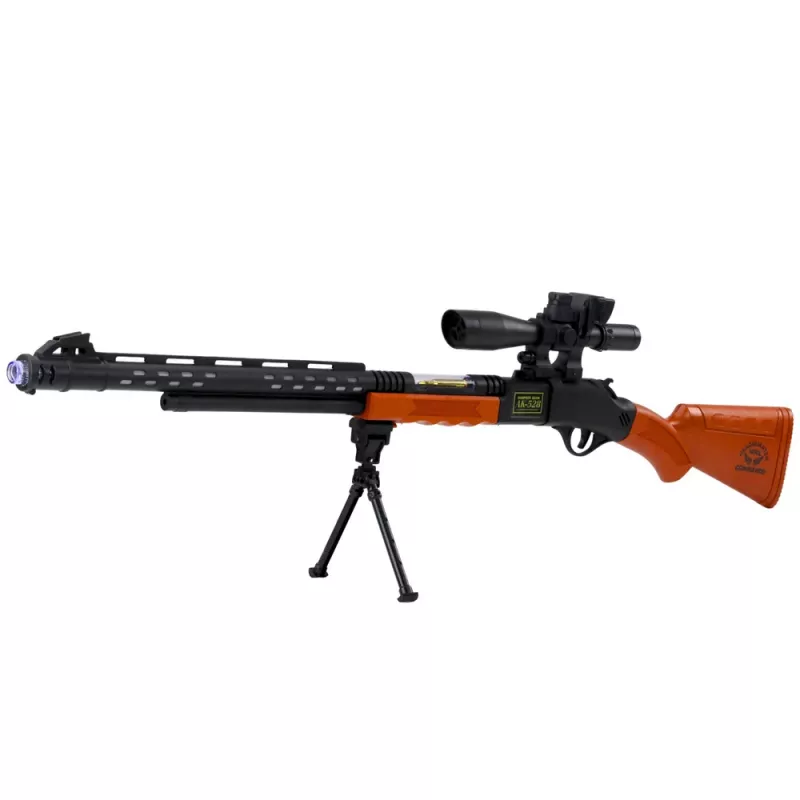 LEAN TOYS Rifle de Francotirador de Juguete AK-528 con Mira Telescópica, Trípode, Luz y Sonido