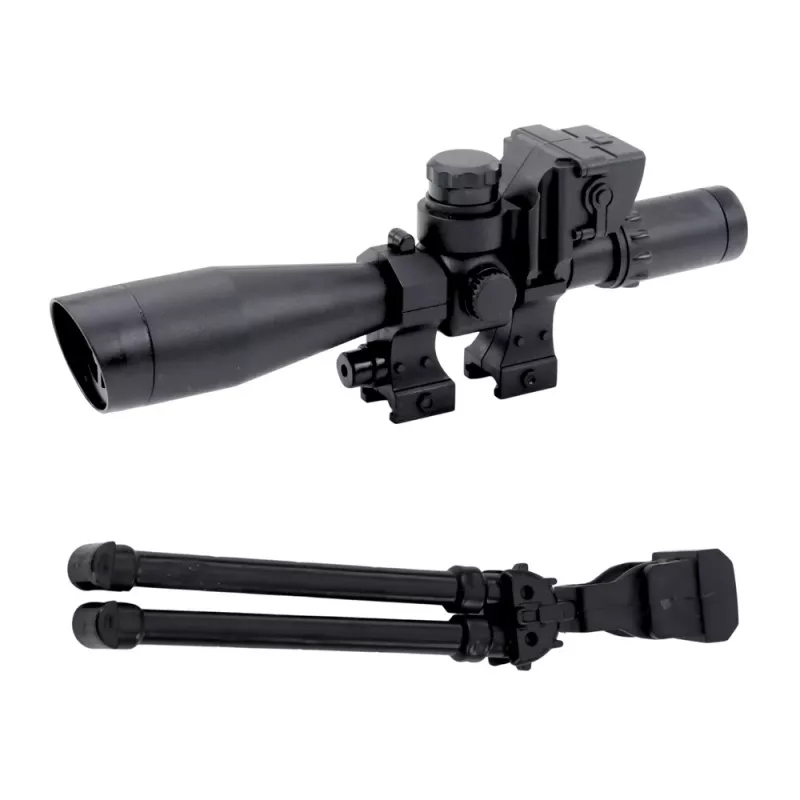 LEAN TOYS Rifle de Francotirador de Juguete AK-528 con Mira Telescópica, Trípode, Luz y Sonido