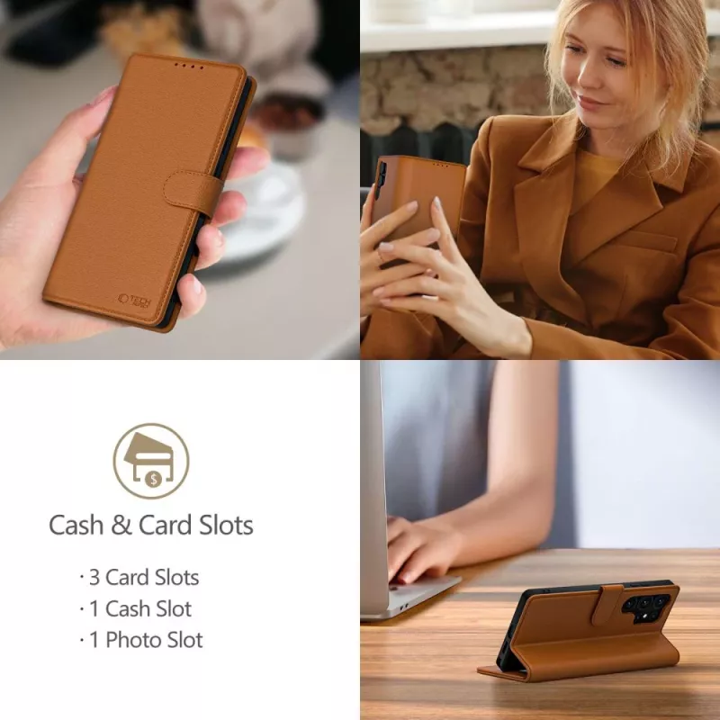 Tech-Protect Funda Cartera para Apple iPhone 16E Marrón Cuero