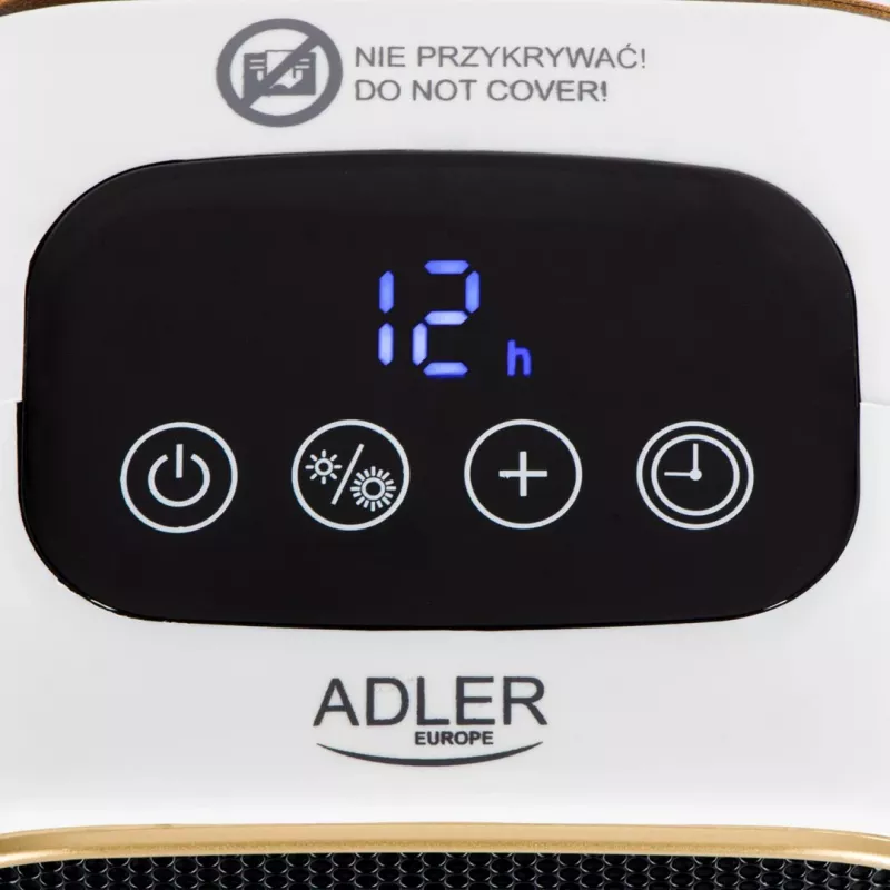 Adler AD 7762 calefactor cerámico PTC con mando a distancia, 2000W, indicador LED, oscilación 45°, temporizador 12h, protección contra sobrecalentamiento y vuelco, negro