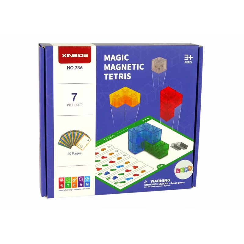 LEAN TOYS Magic Magnetic Cube 7 Elements - puzzle magnético 3D, 7 piezas, multicolor, juguete educativo a partir de 6 años