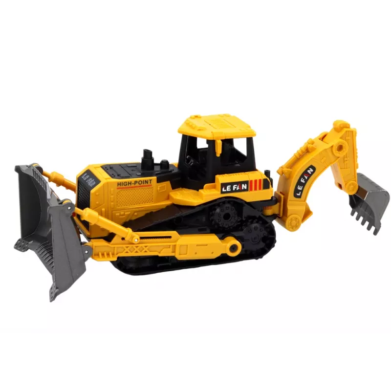 LEAN TOYS excavadora de orugas vehículo de construcción con 2 palas amarilla
