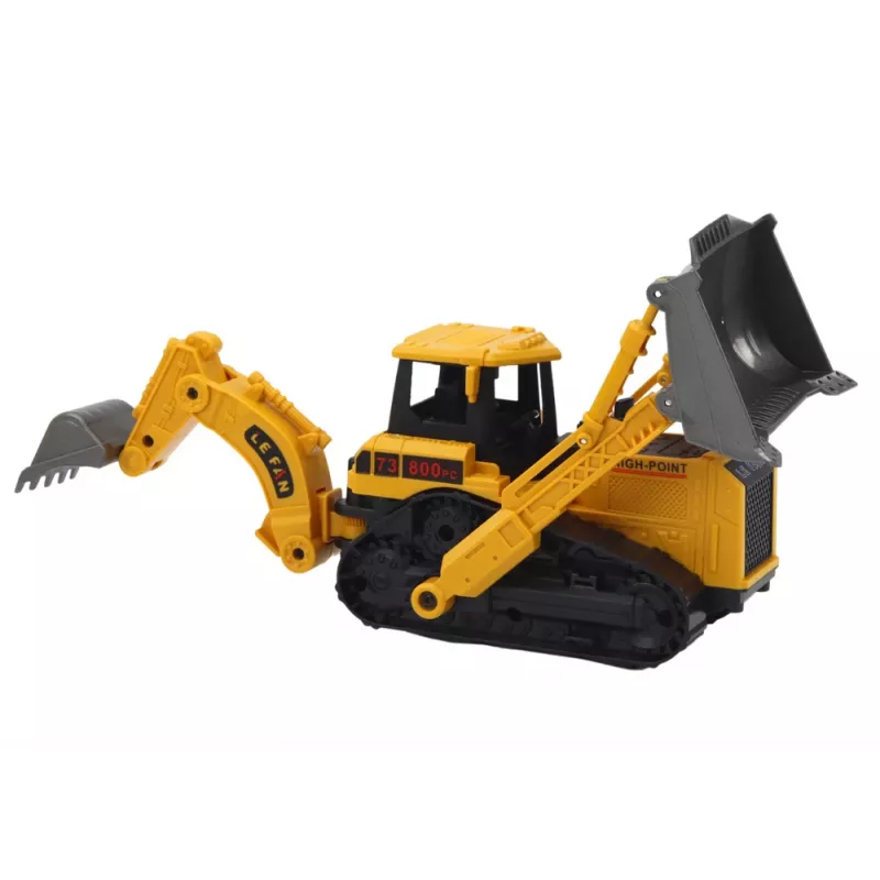 LEAN TOYS excavadora de orugas vehículo de construcción con 2 palas amarilla