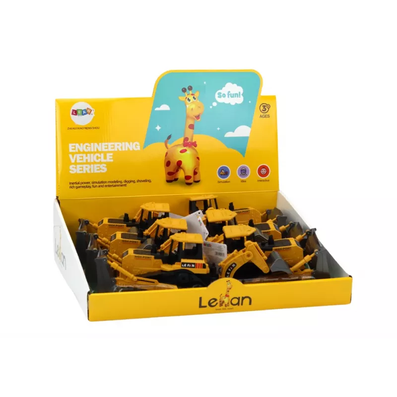 LEAN TOYS excavadora de orugas vehículo de construcción con 2 palas amarilla