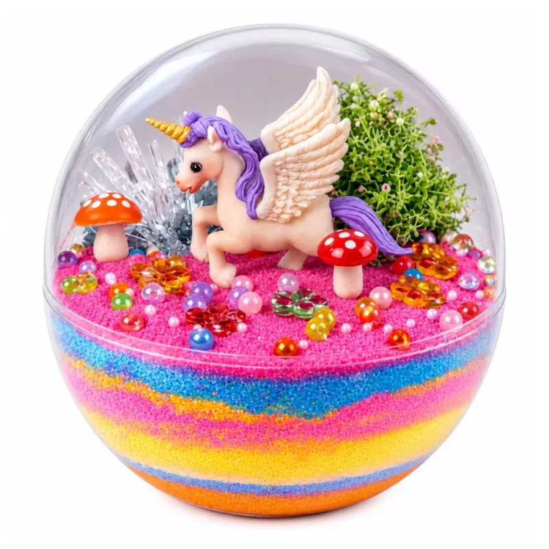 LEAN TOYS set de experimentos de cultivo de cristales terrario unicornio con iluminación DIY